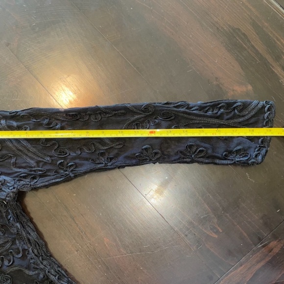 Vintage Cropped  Sheer Black  Long Sleeve Women (M-L)  crochet gothic blouse - Picture 8 of 8